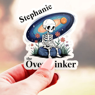 Der Überdenker-Skelett-Galaxie-individueller-Name- Aufkleber