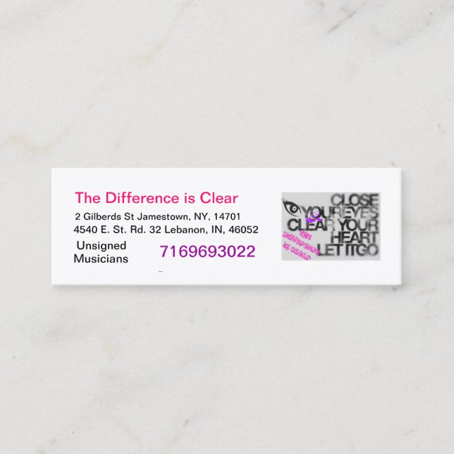 Der Unterschied ist klare Visitenkarten Mini Visitenkarte (Vorderseite)