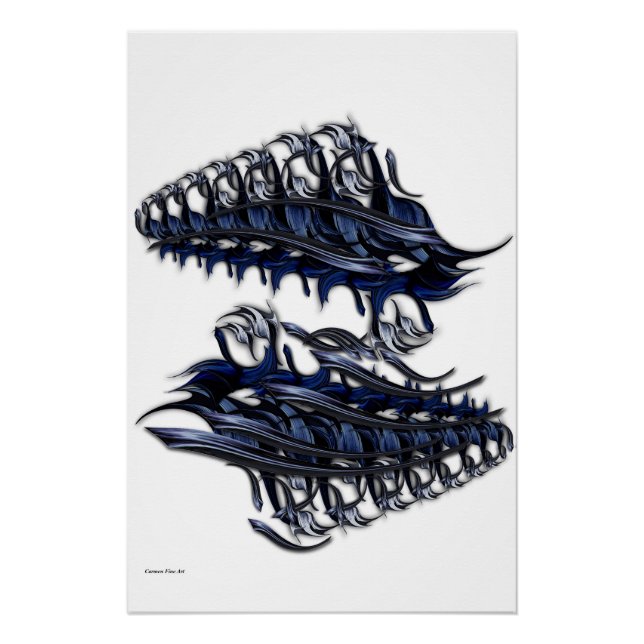 "Der unterstrichene blaue Raum", glänzendes Poster (Vorderseite)