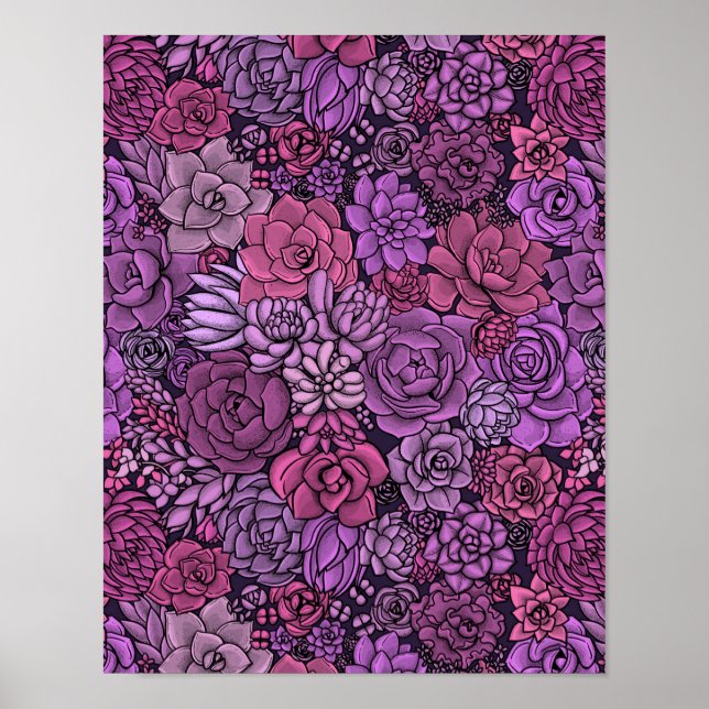 Der üppige Garten in Rosa und Violett Poster (Vorne)