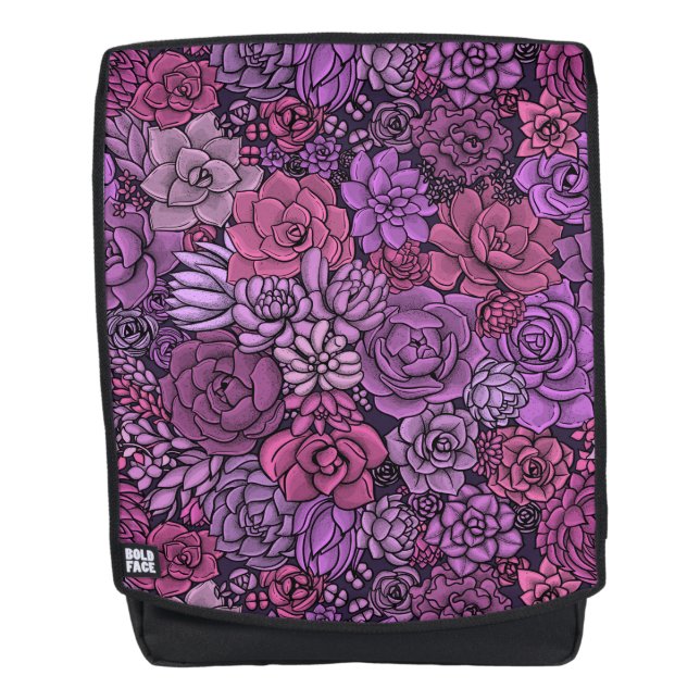 Der üppige Garten in Rosa und Violett Rucksack (Vorderseite)