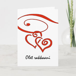 Der Valentinstag auf Finnisch: Die Herzen schwinge Feiertagskarte