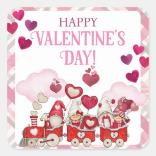 Der Valentinstag beginnt mit einem Zug Quadratischer Aufkleber