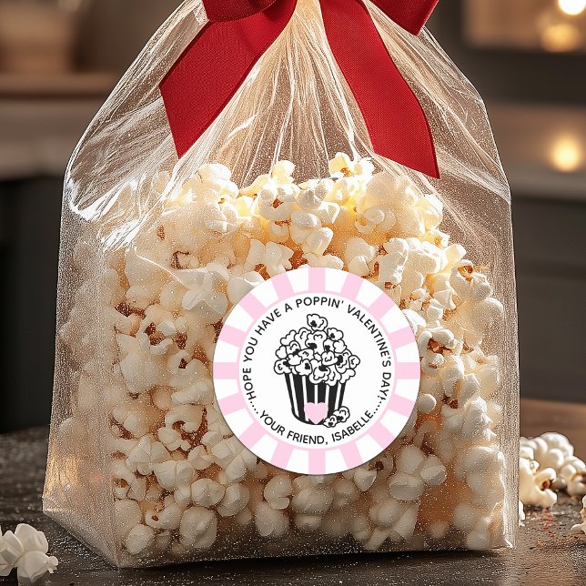 Der Valentinstag des modernen Poppins Runder Aufkleber (Modern Poppin' Valentine's Day Classic Round Sticker For Kids)