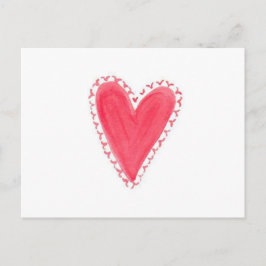 Der Valentinstag des Roten Herzens mit bemalten Wa Postkarte