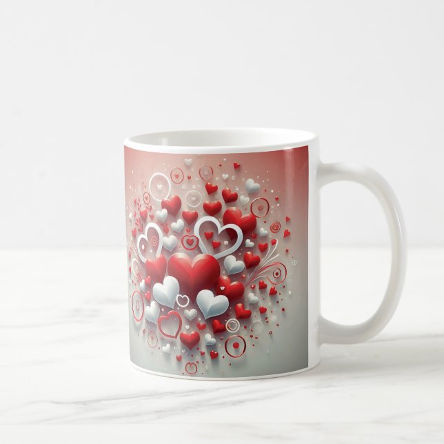 Der Valentinstag des spielerischen Roten und Weiße Kaffeetasse (Rechts)