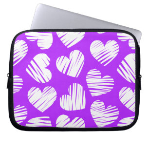 Der Valentinstag eines modernen Lila Doodled Herze Laptopschutzhülle