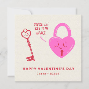 Der Valentinstag in Rosa und Rotes Herz Feiertagskarte