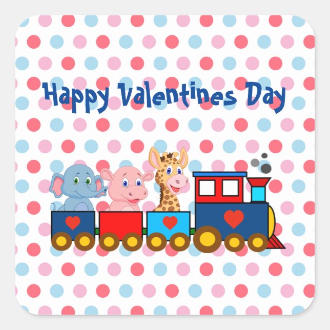 Der Valentinstag-Zug-Aufkleber Quadratischer Aufkleber (Vorderseite)