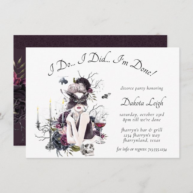 Der Vampir | Moody Gothic Glam Divorce Party Einladung (Vorne/Hinten)