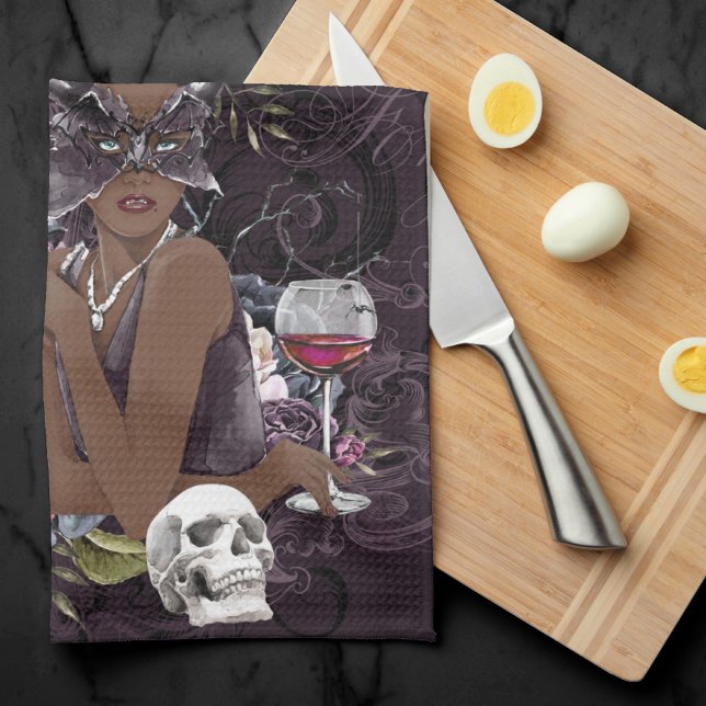 Der Vampir | Moody Gothic Vampy Glam Dark Skin Geschirrtuch (Von Creator hochgeladen)