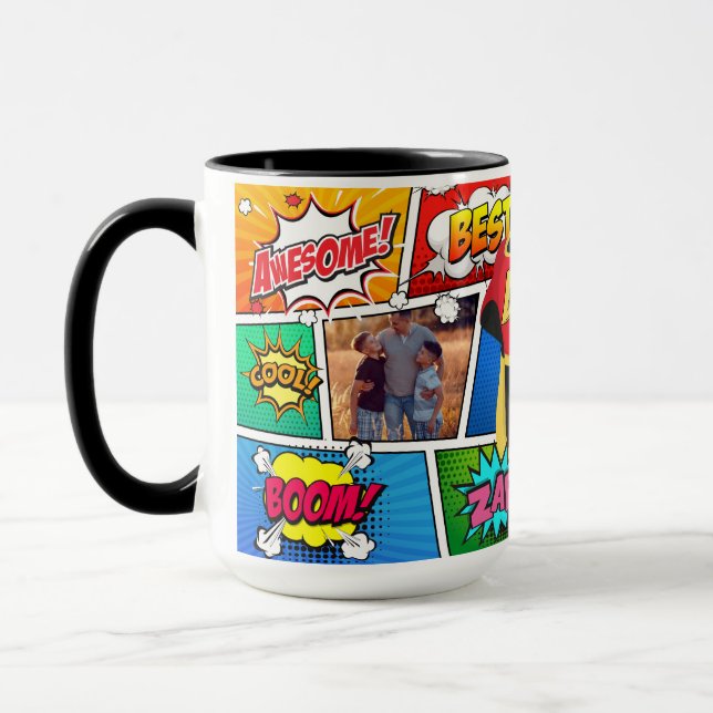 Der Vatertags-Comic-Buch Superhero- Tasse (Links)