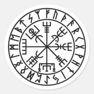 Der Vegvísir Isländischer magischer Stab Runder Aufkleber