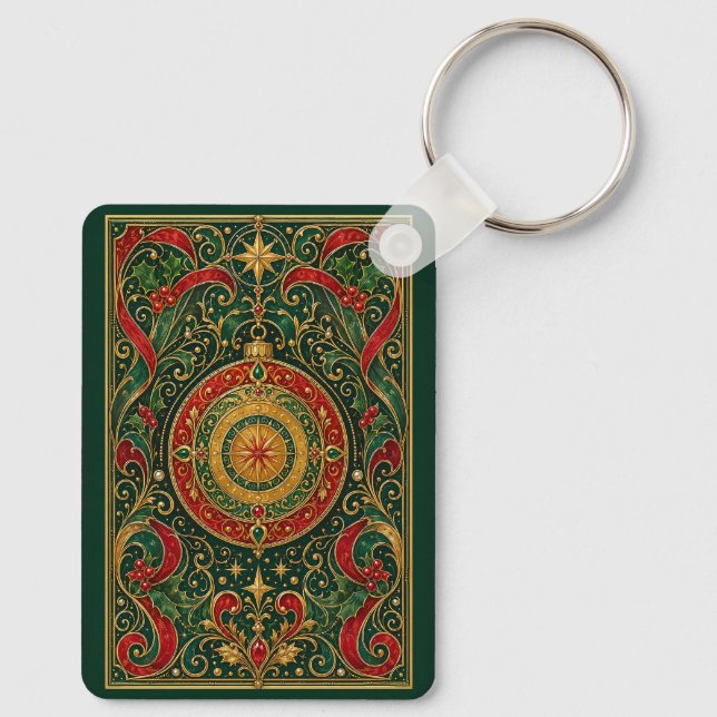 Der vergoldete Weihnachtskompass Schlüsselanhänger (Rückseite)