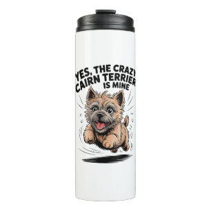 Der verrückte Cairn Terrier gehört mir Thermosbecher