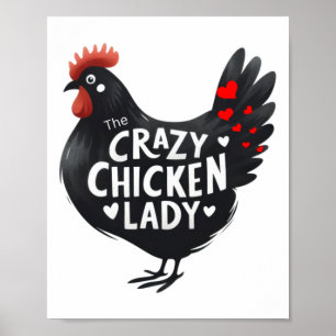 Der verrückte Hühner-Lady-Aufkleber Poster