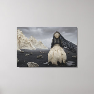 Der verschleierte Zeitwächter: Surrealistische Lan Leinwanddruck