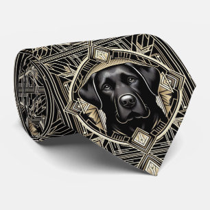 Der verspielte Hundeliebhaber Schwarzer Labrador Krawatte