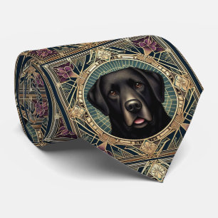Der verspielte Hundeliebhaber Schwarzer Labrador Krawatte