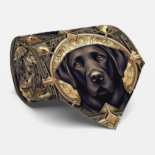 Der verspielte Hundeliebhaber Schwarzer Labrador Krawatte