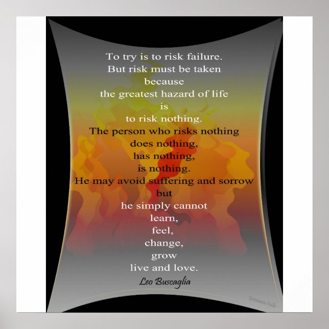 Der Versuch ist das Risiko eines Versagens Poster (Vorne)