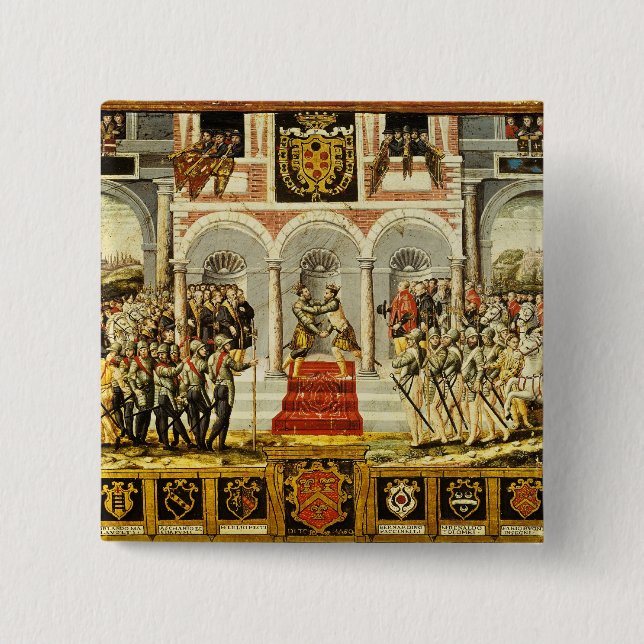 Der Vertrag von Cateau-Cambresis Button (Vorderseite)