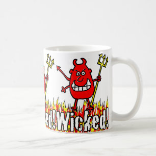 Der verwackelte Teufel mit dem Trident in den Flam Tasse
