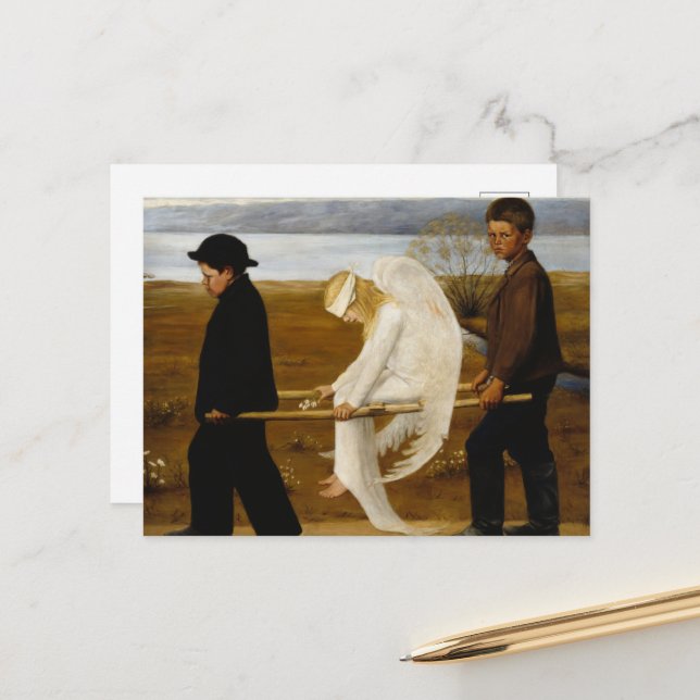 Der verwundete Engel von Hugo Simberg Postkarte (Vorderseite/Rückseite Beispiel)