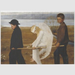 Der verwundete Engel (von Hugo Simberg) Seidenpapier