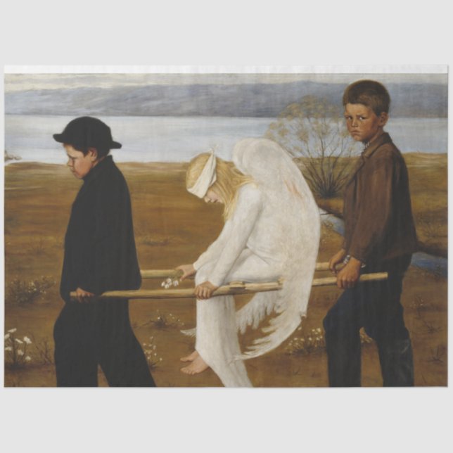 Der verwundete Engel (von Hugo Simberg) Seidenpapier (Vorderseite)