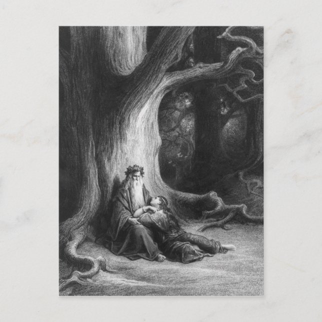 Der Verzauberer Merlin und die Fee Vivien Postkarte (Vorderseite)