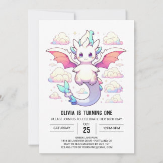 Der verzauberte Drache 1. Geburtstag Einladung