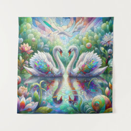 Der verzauberte Garten: Schwäne des Splendors Wandteppich