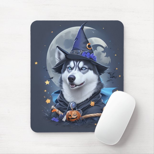 Der verzauberte Husky-Hund: Magische Halloween-Fre Mousepad (Mit Mouse)