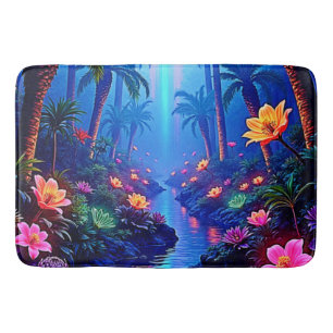 Der verzauberte lebendige Fluss Forest Dream Badematte