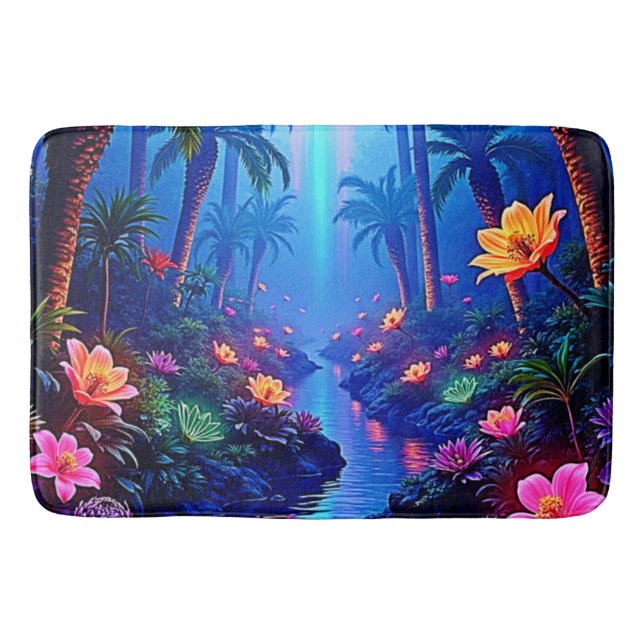 Der verzauberte lebendige Fluss Forest Dream Badematte (Vorderseite)