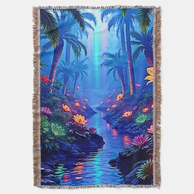 Der verzauberte lebendige Fluss Forest Dream Decke (Vorderseite Vertikal)