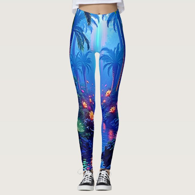 Der verzauberte lebendige Fluss Forest Dream Leggings (Vorderseite)