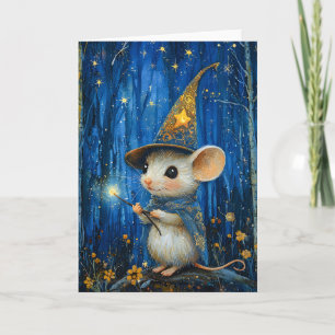Der verzauberte Magier Maus Fantasy Art Karte