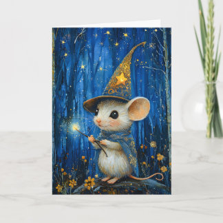 Der verzauberte Magier Maus Fantasy Art Karte