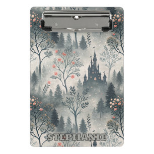 Der verzauberte Misty Forest mit dunklem Schloss - Mini Klemmbrett
