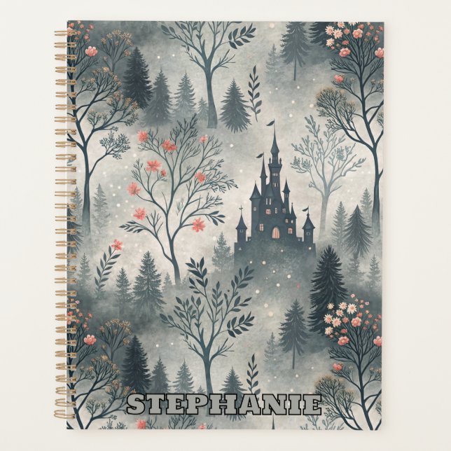 Der verzauberte Misty Forest mit dunklem Schloss - Planer (Vorderseite)