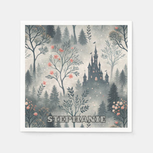 Der verzauberte Misty Forest mit dunklem Schloss - Serviette
