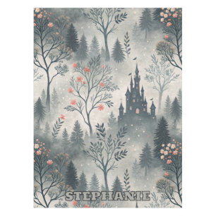 Der verzauberte Misty Forest mit dunklem Schloss - Tischdecke