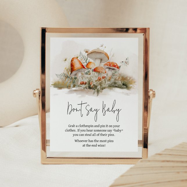 Der verzauberte Pilzwald sagt kein Baby Poster (Enchanted Mushroom Baby Shower Don't Say Baby Sign)