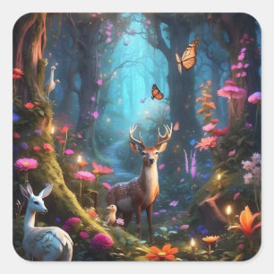 Der verzauberte Wald - eine mystische Oase Quadratischer Aufkleber
