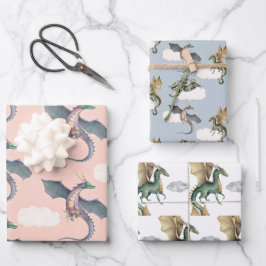 Der verzauberte Walddrache zum Geburtstag Geschenkpapier Set