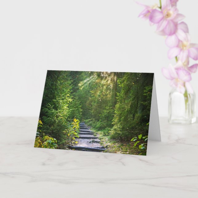 Der verzauberte Waldweg grün Karte (Orchidee)