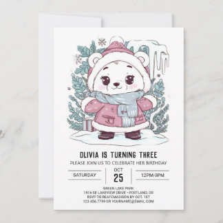 Der verzauberte Winterpolarbär Digitaler Geburtsta Einladung
