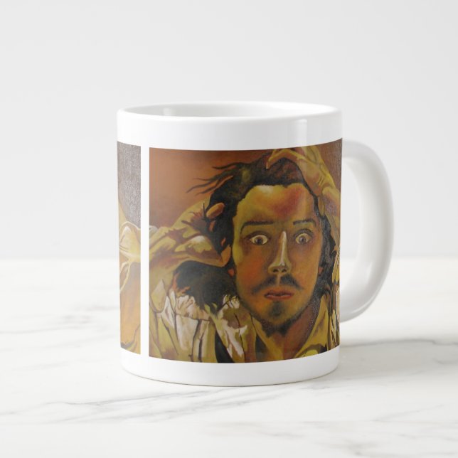 Der verzweifelte Mann Jumbo-Tasse (Vorderseite Rechts)